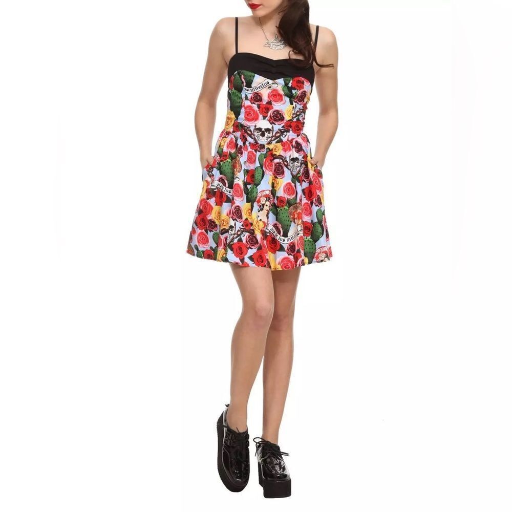 New Hell Bunny from Hot Topic Dia de los Muertos Cancun pin-up Skater Dress